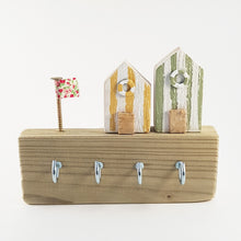 Load image into Gallery viewer, Key Holder Wood with Tiny Beach Huts Wooden Nautical Decor - Painted in a colour of your choice